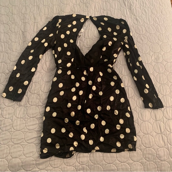 BNWT TOPSHOP black satin polka dot mini dress - Picture 6 of 6